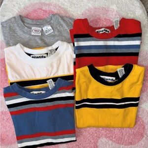 FRIENDS Kids Colorful Striped Tees - Red, Yellow, Blue, Gray, White
